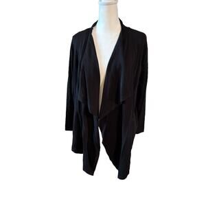 Kasper XL Black Flowy Open Lightweight Cardigan Versatile Can Be Dressed Up/down